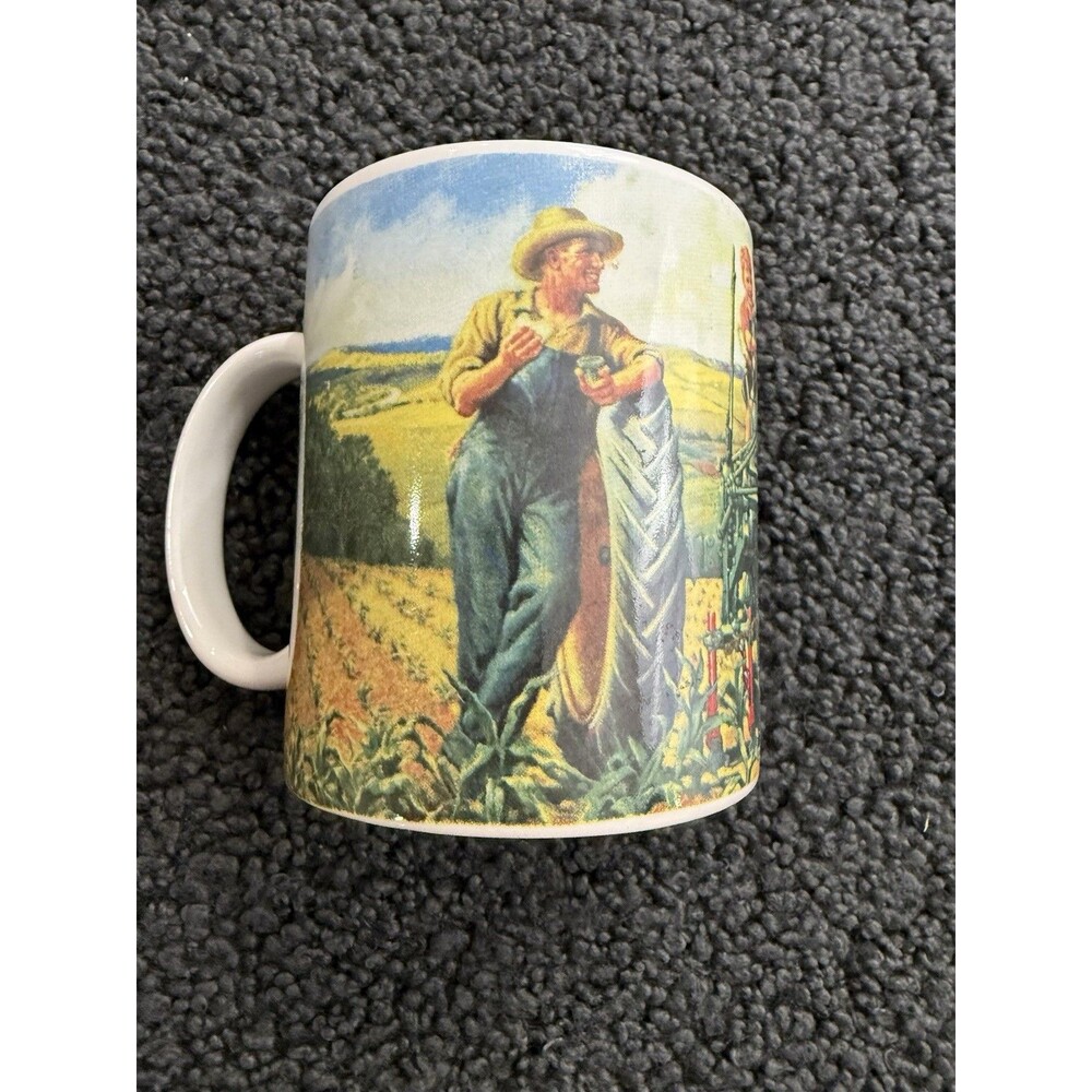 JOHN DEERE (Gibson Mug) Boy with Dog on Tractor  Moline, Ill. stamp Advertising
